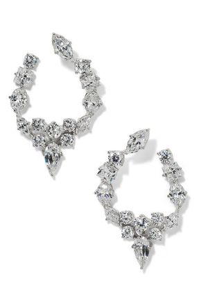 Nadri Riviera Front-to-Back Hoop Earrings in Rhodium at Nordstrom