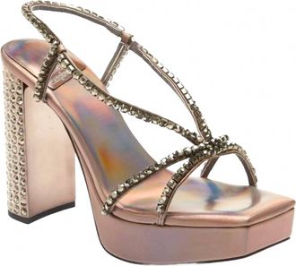 Jeffrey Campbell Womens Aperitivo Metallic Platform Heeled Sandal In Rose Gold Metallic