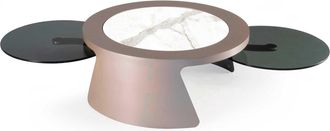 Naos Ausziehbarer Designer Couchtisch Discovery mit rotierenden Tischplatten - Calacatta /Champagne