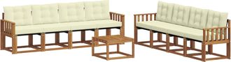 vidaXL Conjunto De Sof&aacute;s De Exterior 9 Uds. Natural Y Crema Vidaxl