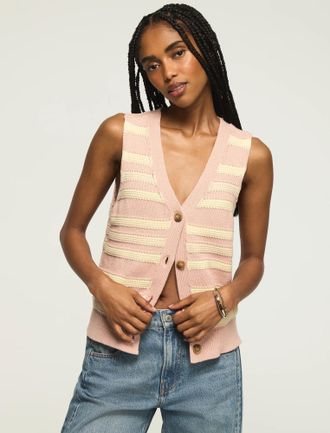 Lucky Brand Womens Striped Sweater Vest