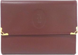 Cartier Bordeaux Leather Wallet (Tri-Fold) (Pre-Owned)