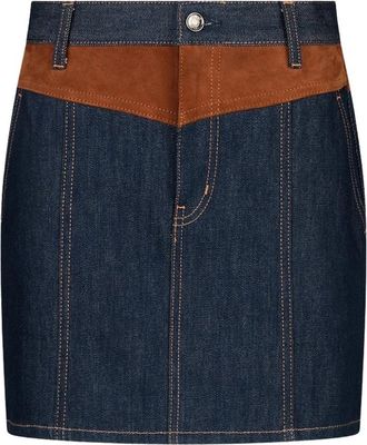 Liu Jo Minirok van denim met su&egrave;de inzetstuk - Dames - Spijkerrokken - Blauw - W26 - Denim - Rokken