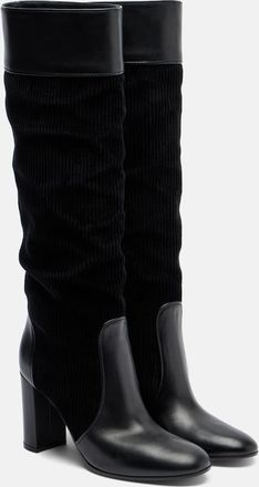 Gianvito Rossi Leather and corduroy knee-high boots