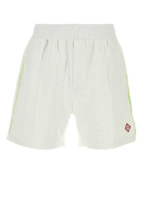 Casablanca White Stretch Cotton Blend Bermuda Shorts