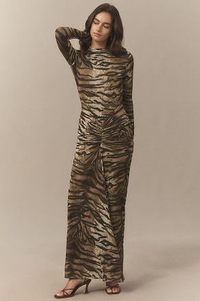 Ronny Kobo Scorpio Mock-Neck Ruched Jersey Maxi Dress