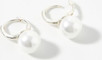 Simons Womens Small iridescent pearl Hoop Earrings