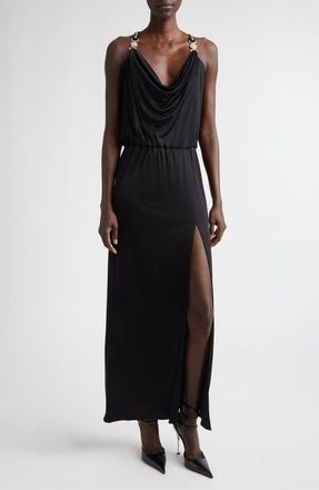 Versace Gathered Liquid Jersey Gown in Black at Nordstrom, Size 10 Us