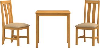 vidaXL Conjunto De Comedor 3 Uds. Beige Madera De Roble S&oacute;lido Vidaxl