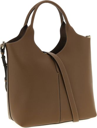 Tod's Womens Calfskin Leather Shoulder Bag Brown