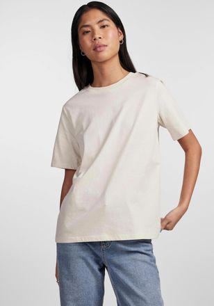 Pieces Rundhalsshirt PIECES PCRIA SS SOLID TEE NOOS BC, Damen, Gr. XXL, beige (birch), Single Jersey, Obermaterial: 100% Baumwolle, unifarben, regular fit no