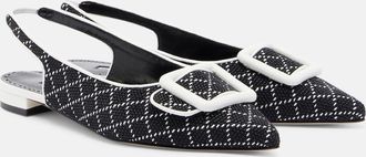 Manolo Blahnik Maylura raffia-effect slingback flats
