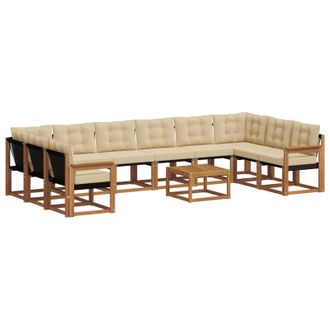 vidaXL Conjunto De Sof&aacute;s De Exterior 11 Uds. Natural Y Beige Vidaxl