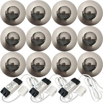 Loops Eyelid LED Plinth Light Kit 12x Round Spotlight Kitchen Bathroom Floor Panel