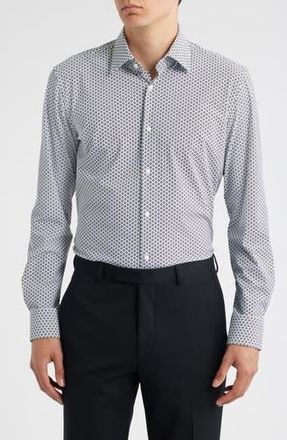 BOSS Hank Kent Slim Fit Performance Stretch Dress Shirt in Dark Blue at Nordstrom Rack, Size 16.5 - R
