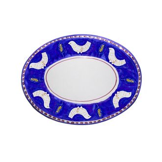 Arcucci blue feather tray oval 43 cm