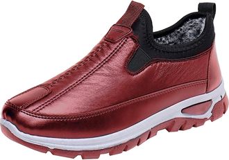 Generic Hiking Boot Warm Shoes Outdoor Ski Boots Thickening Water Proof Walking Shoes for Women (Red, 6.5)