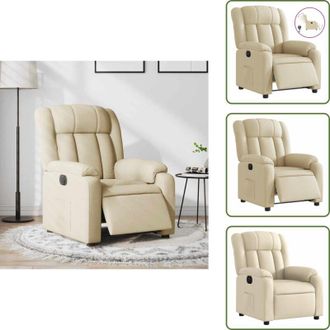 vidaXL Reclinazione automatica - vidaXL Poltrona Elettrica Reclinabile Crema in Tessuto - Poltrona con motore