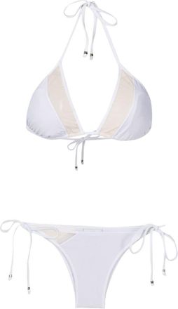 Amir Slama sheer-panels triangle bikini - women - Polyamide/Elastane - PP - White