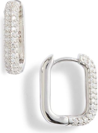 SHYMI Pavé Box Hoop Earrings in Silver at Nordstrom
