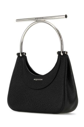 Alexander McQueen Womens Black Leather Mini Cross-Bar Handbag Blacksilver Borse A Mano