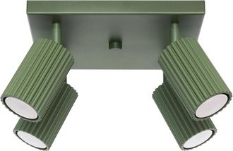 Wonderlamp Plaf&oacute;n de techo cuadrado con 4 focos orientables verde