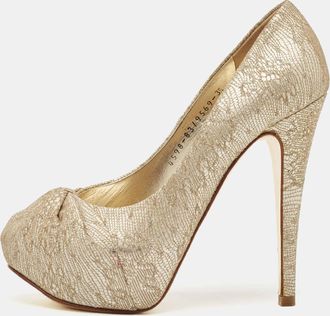 Gina Gold Woven Straw Claire Platform Pumps