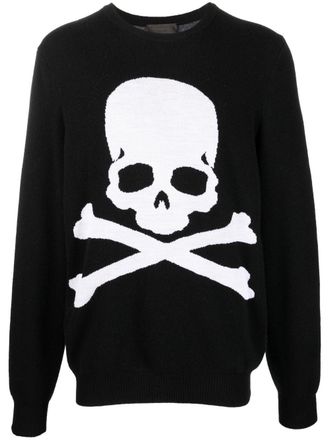 Philipp Plein intarsia skull-knit jumper - men - Wool - XXXL - Black