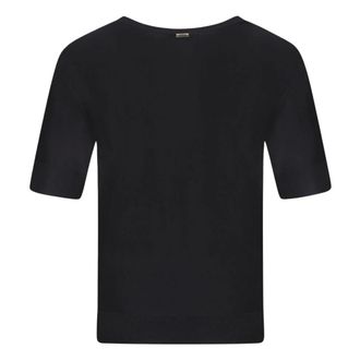 Herno T-Shirts, female, Black, Size: 2XL Crewneck Knitted Top
