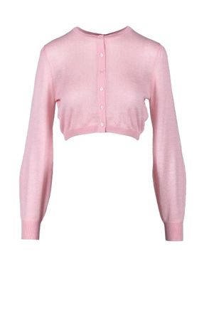 Wild Cashmere Cropped Pink Cardigan with Silk-Cashmere Blend