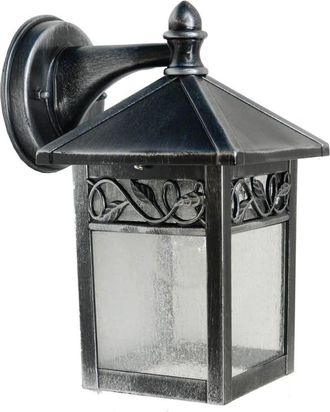 Elstead Lighting Aplique de exterior cl&aacute;sico en negro con detalle de hojas y cristal