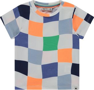 Babyface Wavy Checkered Pattern T-Shirt in Cloud at Nordstrom, Size 18M