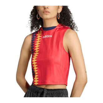 adidas Spain Reconstructed Bringback Crop Top - Dames - Outdoor shirts - Rood - L - Polyester - Fitness