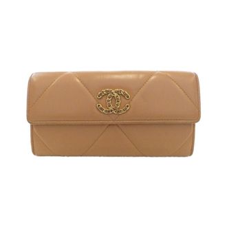 Chanel Brown Leather Long Wallet (Bi-Fold) (Pre-Owned)