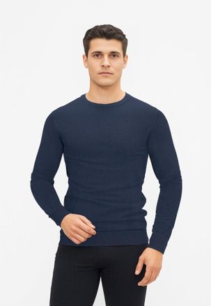 Jack & Jones Rundhalspullover JACK & JONES EMIL KNIT, Herren, Gr. XXL, blau (navy), Obermaterial: 60% Baumwolle, 20% Nylon, 20% Viskose, normal, Rundhals, Pullover