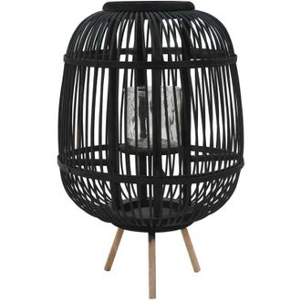 vidaXL Portavelas De Pie Bamb&uacute; Negro Vidaxl