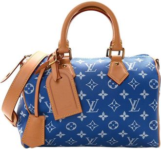 Louis Vuitton Blue Calfskin Leather Speedy P9 Bandouliere 25 (Authentic Pre- Loved)