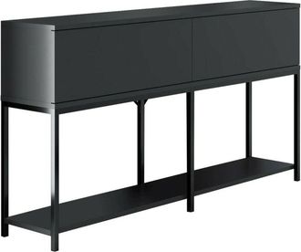 Dmora Dmora - Aparador Djimsit, Buf&eacute; De Sal&oacute;n, Aparador De Sal&oacute;n, Despensa De Cocina, 150x30h80 Cm, Antracita Y Negro