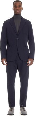 Herno Single-breasted Blazer - Heren - Business pakken - Blauw - XL - Leer - Kostuums