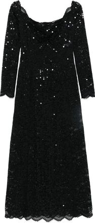 Paco Rabanne Lace Sequin Off-Shoulder Jurk - Dames - Feestkleedjes - Zwart - S - Pailletten - Kleedjes