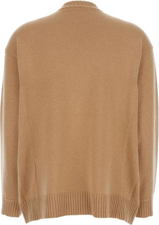 Max Mara Womens Beige Crew Neck Sweater With Embroidery Wool Tops Top