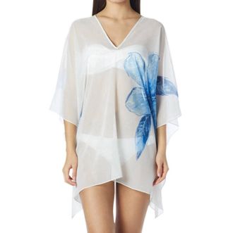 Carmen Marc Valvo Flowy Tunic In Cmv Gilded Garden White