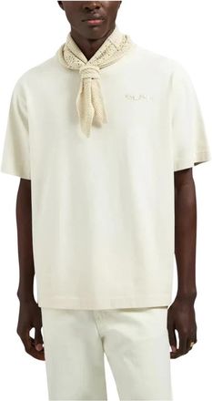 Olaf Hussein Tops, Heren, Wit, S, Katoen, Ripstop Applique Relaxed Tee