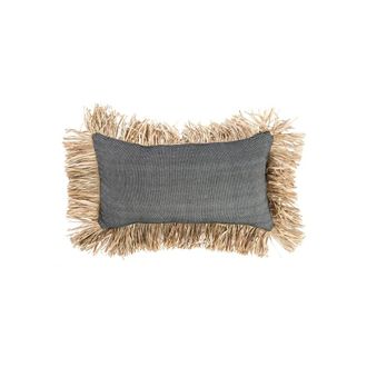 Bazar Bizar Funda de coj&iacute;n de algod&oacute;n y rafia en marr&oacute;n y negro 50x30x2 cm
