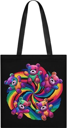 Generic Tie-Dye Candy Bears Tote Bag for Women Men Shoulder Bags Purses Pouch Handbags
