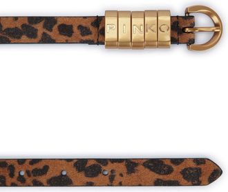 Pinko Womens Saddle Belt Brown Suede Like Animal