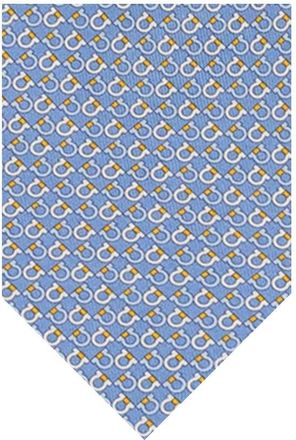 Ferragamo Blue Gancini Geometric Print Tie