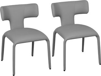 Woltu Woltu Juego De 2 Sillas De Comedor De Piel Sint&eacute;tica, Sillas De Cocina Modernas Con Patas Met&aacute;licas Para Sala De Estar, Color Gris Cuarzo