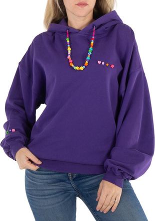 Mira Mikati Ladies Purple Beaded Cord Hoodie, Size Small