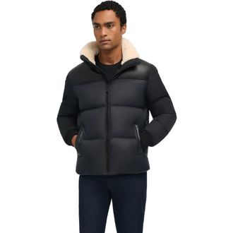 Pajar Rigel Mixed Media Faux Shearling Puffer with Removable Hood in Black at Nordstrom, Size Medium